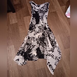 Y2k 2000s Connected Apparel Floral Black and White Dress Sz S